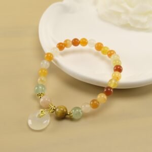 Golden Round Jade-like Beads